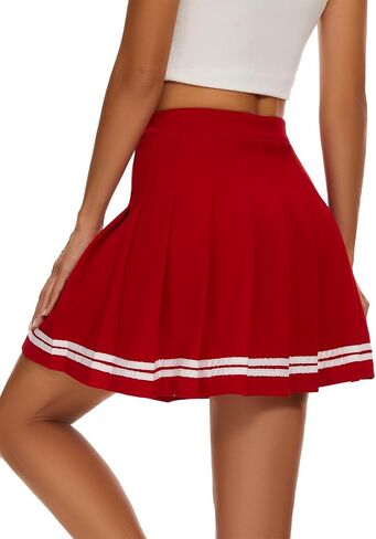 Womens Stretchy Pleated Mini Skirt Comfort High Waist Cheerleader School Uniform Skirt in Saudi Arabia