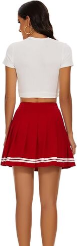 Womens Stretchy Pleated Mini Skirt Comfort High Waist Cheerleader School Uniform Skirt in Saudi Arabia