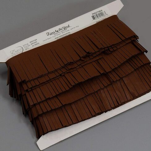 Trims by the Yard 2" Premium Vegan Leather Fringe Trim | Light Brown | (5 yard cut) in Saudi Arabia