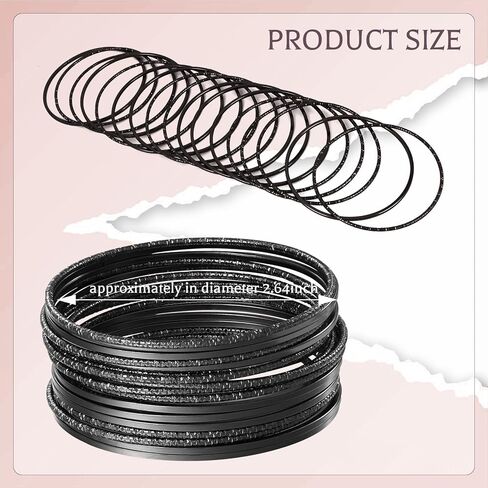 مجموعة أساور وأساور معدنية سوداء متعددة التركيب من 80S للنساء، مجموعة مجوهرات بوهو متعددة الطبقات وقابلة للتكديس. in Kuwait