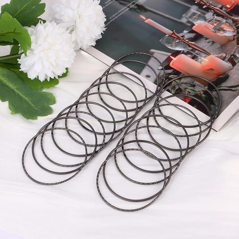 مجموعة أساور وأساور معدنية سوداء متعددة التركيب من 80S للنساء، مجموعة مجوهرات بوهو متعددة الطبقات وقابلة للتكديس. in Kuwait