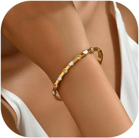 18K مطلية بالذهب أساور للنساء شبكة ربط سلسلة زركون البيضاوي الإسورة الكفة الأساور تكويم مجوهرات من صلب لا يصدأ in Saudi Arabia
