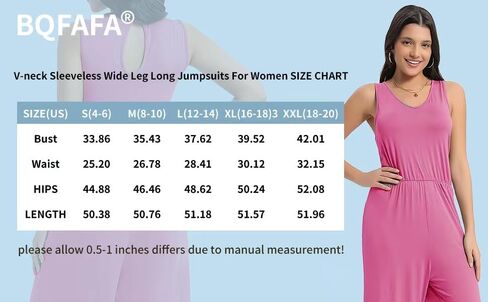 Women's V-neck Sleeveless Jumpsuits with Pockets Loose Casual Long Pants Wide Leg Rompers in Saudi Arabia