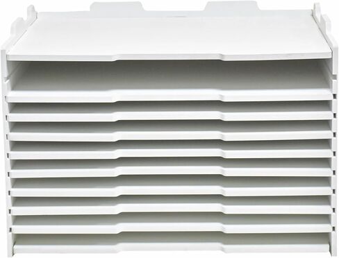 9 Tier-Desk File Organizer, Stackable Paper Tray, Printer Paper Storage for Office, Sorter Organizer for Letter/A3 Office File Folder Holder -White (Horizontal-9tray(with 8 Adjustable Shelves)) in Saudi Arabia
