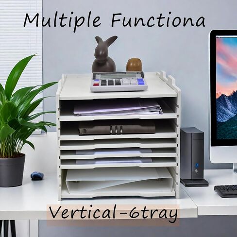 9 Tier-Desk File Organizer, Stackable Paper Tray, Printer Paper Storage for Office, Sorter Organizer for Letter/A3 Office File Folder Holder -White (Horizontal-9tray(with 8 Adjustable Shelves)) in Saudi Arabia