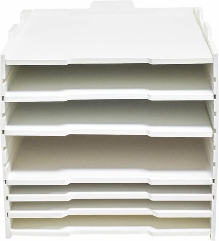 9 Tier-Desk File Organizer, Stackable Paper Tray, Printer Paper Storage for Office, Sorter Organizer for Letter/A3 Office File Folder Holder -White (Horizontal-9tray(with 8 Adjustable Shelves)) in Saudi Arabia