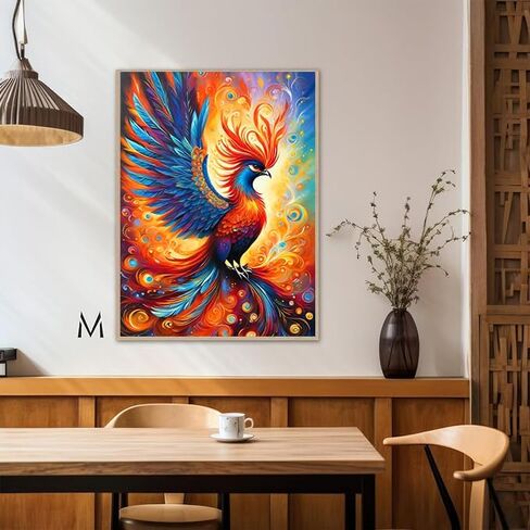 ekuxom Phoenix الماس الفن مجموعات الرسم للبالغين، فينيكس الطيور الماس مجموعات الفن للبالغين، 5D كامل جولة الطيور الماس اللوحة مجموعات الحرفية لديكور جدار المنزل 12x16in in Saudi Arabia