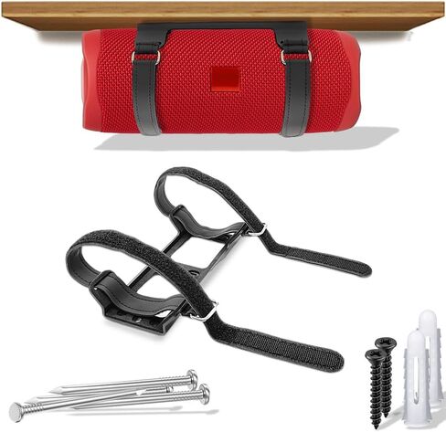 Metal Wall Mount Compatible for jbl Charge 4/Charge 5/Flip 6/Flip 5,Secure Shelf Holder with Adjustable Leather Straps, Speaker Wall Bracket for Ceiling (Black) in Kuwait