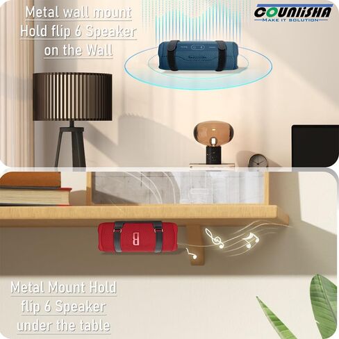 Metal Wall Mount Compatible for jbl Charge 4/Charge 5/Flip 6/Flip 5,Secure Shelf Holder with Adjustable Leather Straps, Speaker Wall Bracket for Ceiling (Black) in Kuwait