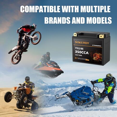 بطارية دراجة نارية YTX12-BS، بطارية 350CCA Na+، بطارية صوديوم 12 فولت 9 أمبير للمركبات ATV، UTV، Jet Ski، عربات الثلوج in Saudi Arabia