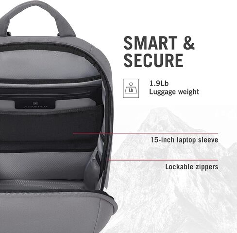 حقيبة ظهر Victorinox Touring 2.0 City Daypack - حقيبة ظهر احترافية للكمبيوتر المحمول للعمل والاستخدام الخارجي - تتميز بحقيبة مقاومة للماء - 17 لتر، رمادي فاتح in Kuwait