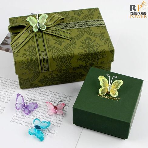 RP Remarkable Power, 80 Pack Sheer Mesh Wire Glitter Butterfly with Gem for Home Decors Craft 8 Colors in Saudi Arabia