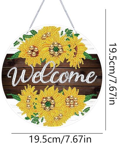 lyenyi diy شنقا الماس الفن قلادة عدة عباد الشمس، الكريستال الخاص عيد الميلاد الماس اللوحة زخرفة عدة للبالغين، 7.4x7.4 بوصة الاكريليك Weclome جوهرة الماس اللوحة إكليل مجموعات in Kuwait