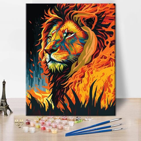 TUMOVO Paint by Number for Adults Kids Beginner, Lion Paint by Numbers Kits on Canvas, Without Frame DIY Painting Kits for Home Wall Decor Gift 16x20 inch in Saudi Arabia
