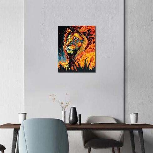 TUMOVO Paint by Number for Adults Kids Beginner, Lion Paint by Numbers Kits on Canvas, Without Frame DIY Painting Kits for Home Wall Decor Gift 16x20 inch in Saudi Arabia