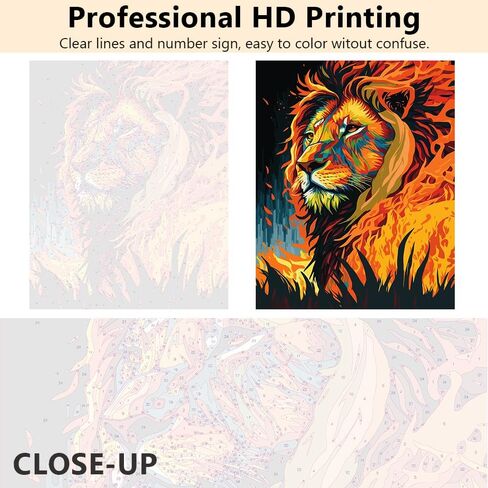 TUMOVO Paint by Number for Adults Kids Beginner, Lion Paint by Numbers Kits on Canvas, Without Frame DIY Painting Kits for Home Wall Decor Gift 16x20 inch in Saudi Arabia