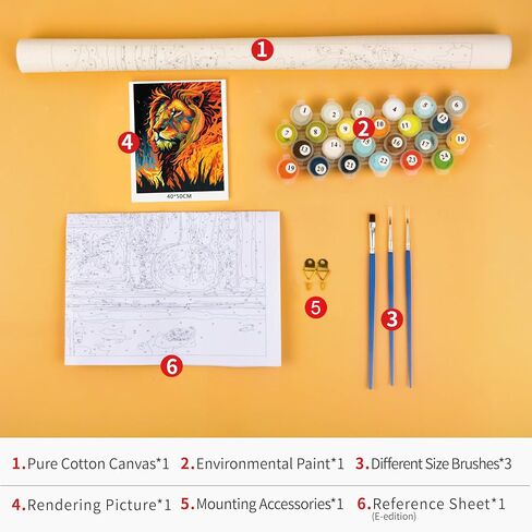 TUMOVO Paint by Number for Adults Kids Beginner, Lion Paint by Numbers Kits on Canvas, Without Frame DIY Painting Kits for Home Wall Decor Gift 16x20 inch in Saudi Arabia