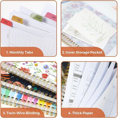 2025 Planner - A5 Daily Weekly Monthly Planner, January 2025 - December 2025, 6" x 8.5", Planner 2025 with Monthly Tab, Flexible Cover, Wirebound, Inner Pocket in Saudi Arabia