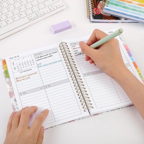 2025 Planner - A5 Daily Weekly Monthly Planner, January 2025 - December 2025, 6" x 8.5", Planner 2025 with Monthly Tab, Flexible Cover, Wirebound, Inner Pocket in Saudi Arabia