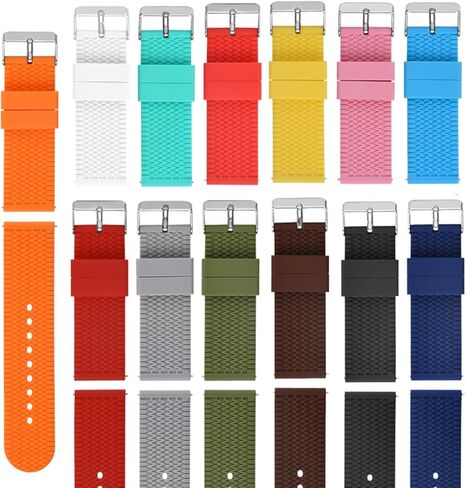 Elite Texture Silicone Watch Band for Men Women - Quick Release - Choose Color and Size (Stainless Steel Buckle) - 20mm and 22mm Watch Straps in Saudi Arabia