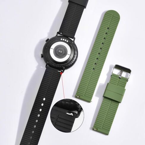 Elite Texture Silicone Watch Band for Men Women - Quick Release - Choose Color and Size (Stainless Steel Buckle) - 20mm and 22mm Watch Straps in Saudi Arabia