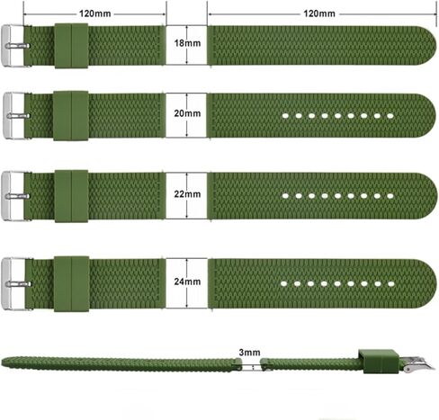Elite Texture Silicone Watch Band for Men Women - Quick Release - Choose Color and Size (Stainless Steel Buckle) - 20mm and 22mm Watch Straps in Saudi Arabia