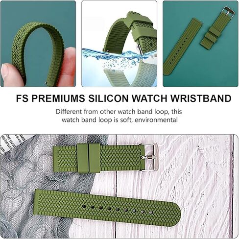 Elite Texture Silicone Watch Band for Men Women - Quick Release - Choose Color and Size (Stainless Steel Buckle) - 20mm and 22mm Watch Straps in Saudi Arabia
