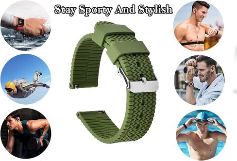 Elite Texture Silicone Watch Band for Men Women - Quick Release - Choose Color and Size (Stainless Steel Buckle) - 20mm and 22mm Watch Straps in Saudi Arabia
