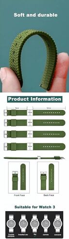 Elite Texture Silicone Watch Band for Men Women - Quick Release - Choose Color and Size (Stainless Steel Buckle) - 20mm and 22mm Watch Straps in Saudi Arabia