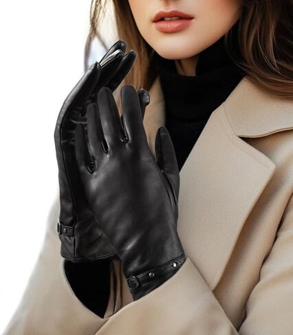 LADYBRO Black Winter Gloves for Women Touchscreen Warm Driving Lambskin Gloves Wool in Kuwait