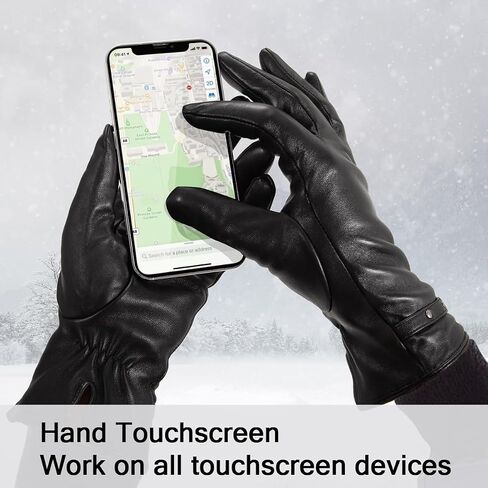LADYBRO Black Winter Gloves for Women Touchscreen Warm Driving Lambskin Gloves Wool in Kuwait