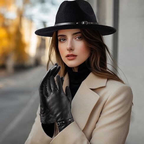 LADYBRO Black Winter Gloves for Women Touchscreen Warm Driving Lambskin Gloves Wool in Kuwait