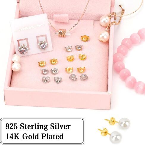 20Pcs/10 Pairs Earring Backs 14K Gold 925 Sterling Silver Earring Backs Replacement Hypoallergenic Secure Earring Backings Locking Earing Backs for Droopy Ears Earring Backs for Studs Earring Stoppers in Kuwait