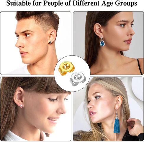 20Pcs/10 Pairs Earring Backs 14K Gold 925 Sterling Silver Earring Backs Replacement Hypoallergenic Secure Earring Backings Locking Earing Backs for Droopy Ears Earring Backs for Studs Earring Stoppers in Kuwait