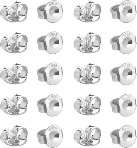 20Pcs/10 Pairs Earring Backs 14K Gold 925 Sterling Silver Earring Backs Replacement Hypoallergenic Secure Earring Backings Locking Earing Backs for Droopy Ears Earring Backs for Studs Earring Stoppers in Kuwait