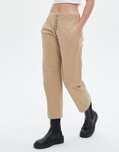 Kedera Corduroy Pants for Women 2024 Casual Wide Leg Fall Pants Cropped Barrel Jeans Baggy Work Trousers with Pockets in Saudi Arabia