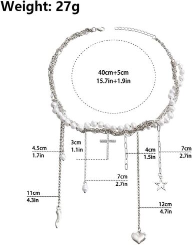 GIGB PBDK Silver Y2k Tassel Choker Necklace Long Adjustable Butterfly Cross Pendant Necklace Dainty Retro Jewelry Accessories Gifts for Women in Saudi Arabia
