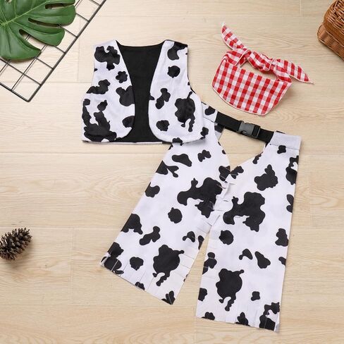 IBTOM CASTLE Baby Halloween Cowboy Costume Cowboy or Cowgirl Vest + Hat + Plaid Bandana Toddler 3Pcs Fancy Dress Up Outfit in Saudi Arabia