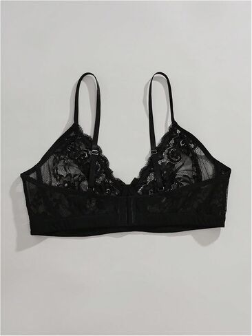 MakeMeChic Women's Plus Size Floral Lace Lingerie Bra Spaghetti Strap Push Up Bralette in Saudi Arabia