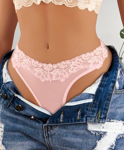 Hibluco ملابس داخلية مثيرة للنساء Tangas De Mujer سراويل داخلية من الدانتيل على شكل حرف V G-String ثونغ in Saudi Arabia