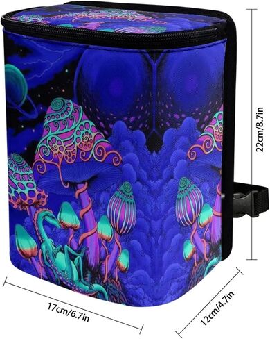 Biyejit Blue Mushroom Print Car Trash Can with Lid, Auto Garbage Bin Leak-Proof Automotive Garbage Can Multipurpose Foldable Organizer Hanging Bag for Automotive SUV Trunk in Kuwait