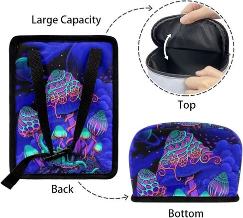 Biyejit Blue Mushroom Print Car Trash Can with Lid, Auto Garbage Bin Leak-Proof Automotive Garbage Can Multipurpose Foldable Organizer Hanging Bag for Automotive SUV Trunk in Kuwait