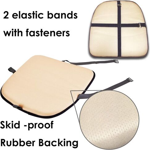 Big Hippo Chair Pads Memory Foam and Lumbar Support Pillow, Chair Seat Cushion Non Slip Rubber Back Thicken Chair Padding with Elastic Bands for Home Office Outdoor Seats (Brown-Set of 1) in Kuwait