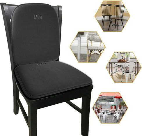 Big Hippo Chair Pads Memory Foam and Lumbar Support Pillow, Chair Seat Cushion Non Slip Rubber Back Thicken Chair Padding with Elastic Bands for Home Office Outdoor Seats (Brown-Set of 1) in Kuwait