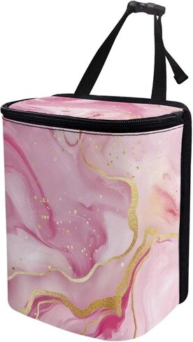 Biyejit Blue Mushroom Print Car Trash Can with Lid, Auto Garbage Bin Leak-Proof Automotive Garbage Can Multipurpose Foldable Organizer Hanging Bag for Automotive SUV Trunk in Kuwait