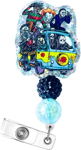 Living The Dream Funny Halloween Badge Reel Retractable ID Name Holder Clip Fun Spooky Ghost Skull Grim Reaper Radiology Skeleton Sarcastic ER Tech RN CNA MA Life Nurse Nursing Gifts Accessories in Kuwait