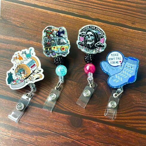 Living The Dream Funny Halloween Badge Reel Retractable ID Name Holder Clip Fun Spooky Ghost Skull Grim Reaper Radiology Skeleton Sarcastic ER Tech RN CNA MA Life Nurse Nursing Gifts Accessories in Kuwait