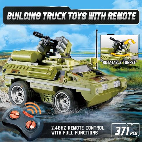 Wise Blocks 371 Pcs Building Blocks Remote Control Car, Building Toys for Boys Age 8-12, STEM Toys Construction Sets, RC Cars Boy Toys Birthday Gifts for Kids Age 8+, RC Military Armored Truck in Saudi Arabia