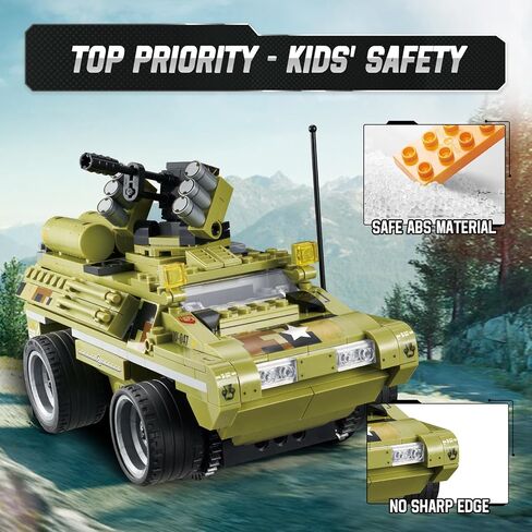 Wise Blocks 371 Pcs Building Blocks Remote Control Car, Building Toys for Boys Age 8-12, STEM Toys Construction Sets, RC Cars Boy Toys Birthday Gifts for Kids Age 8+, RC Military Armored Truck in Saudi Arabia
