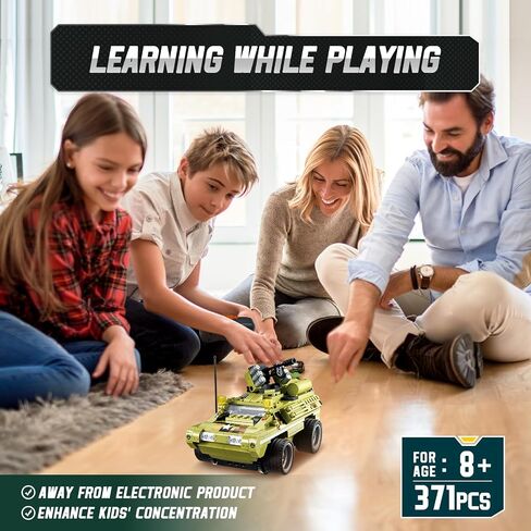 Wise Blocks 371 Pcs Building Blocks Remote Control Car, Building Toys for Boys Age 8-12, STEM Toys Construction Sets, RC Cars Boy Toys Birthday Gifts for Kids Age 8+, RC Military Armored Truck in Saudi Arabia